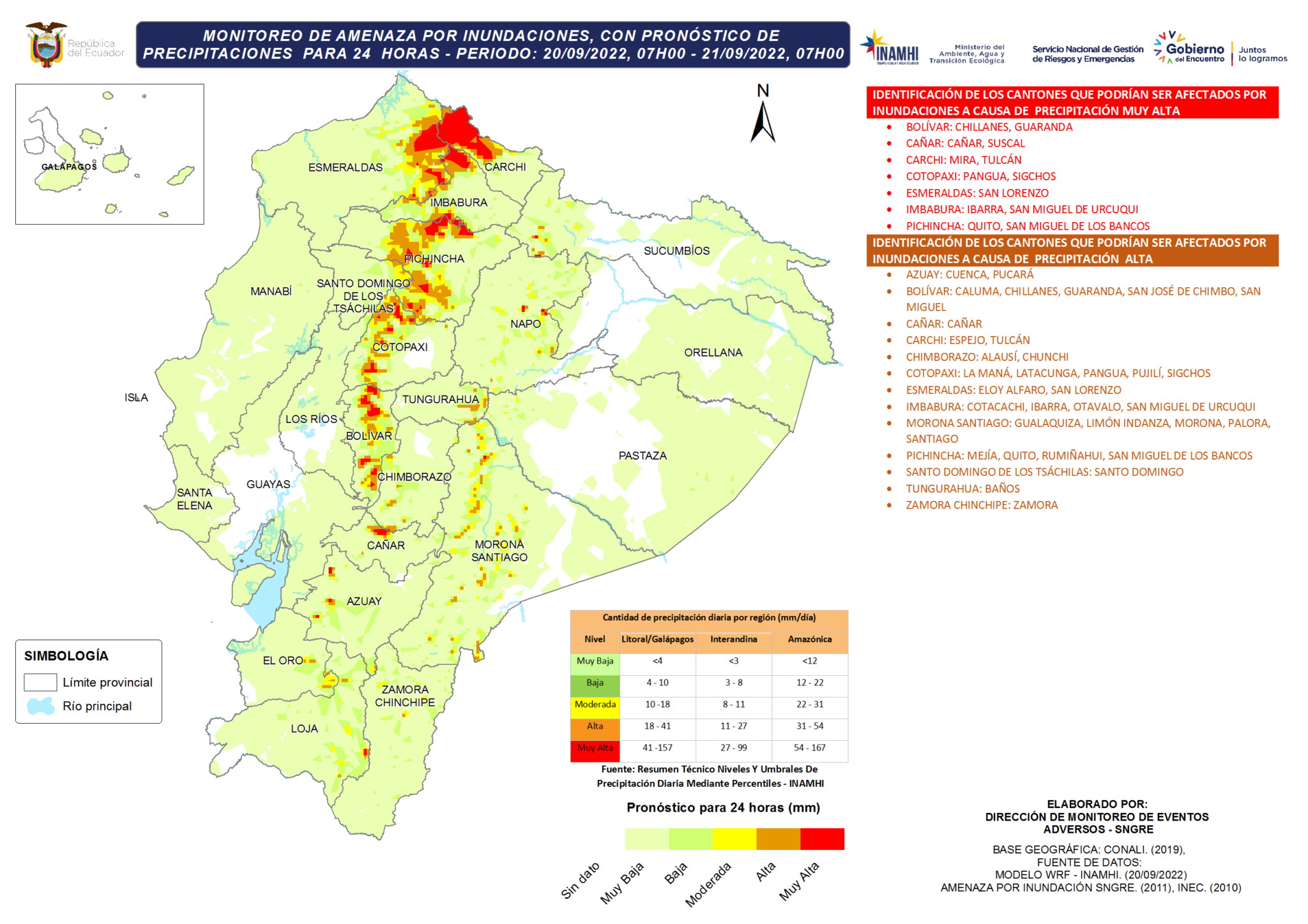 Mapa de monitoreo de amenaza de inundaciones bajo pronóstico de ...